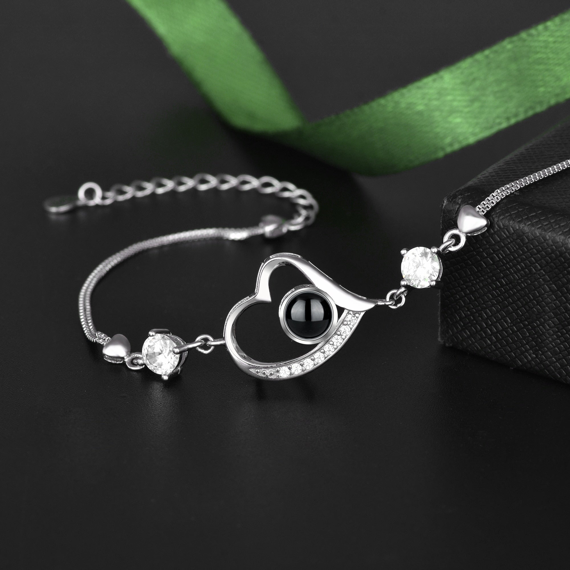 Customize Photo Name Projection Bracelet For Heart Chain Bracelets